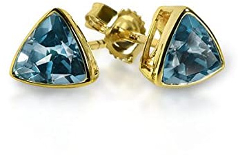 Edeltopas Gold Ohrstecker Goldschmiedearbeit aus Deutschland (Gelbgold 585) Blautopas