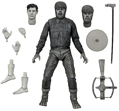 NECA - Universal Monsters Ultimate Wolf Man B&W 7 Action Figure,White - Packaging may Vary