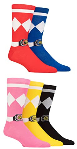SockShop Mens and Ladies Power Rangers Cotton Socks Pack of 5