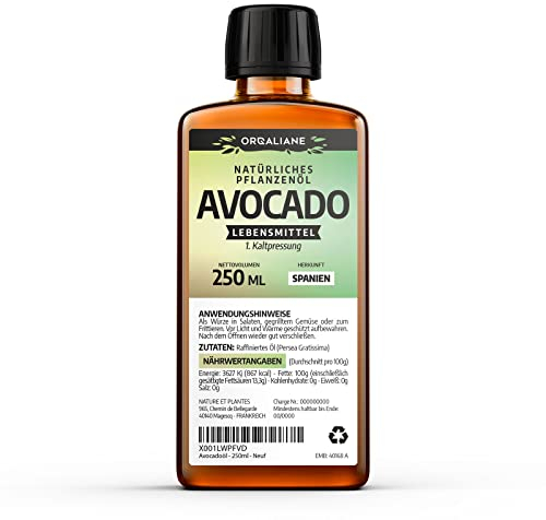 Avocadoöl 250ml - rein, natürlich, kaltgepresst, Avocado Oil zum Braten Grillen und als Würzöl oder Marinieren