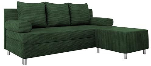 Mirjan24 Schlafsofa Dover Cord, Sofa mit Bettkasten und Schlaffunktion, Bettsofa, Farbauswahl, Schlafcouch mit Chromfüße, Couchgarnitur, Polstersofa (Poso 14, mit Polsterhocker)