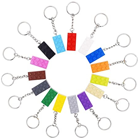DOYUKY 16 Stück Bausteine Schlüsselanhänger, Schlüsselanhänger Bunte Gebäude, Taschenanhänger Schlüsselbund aus Kunststoff, Anhänger Dekorative Schlüsselanhänger, für Dekoration, Geschenke(16 Farben)