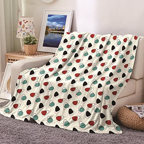 Daesar Fleece-Weihnachtsdecke, Flanelldecke, Einzel-/Doppelbett, Sofa/Bett, schwarz, grün, rot, geometrisches Muster, Sommer-/Winterdecke, 130 x 150 cm