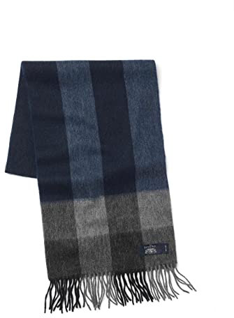The Savile Row Company London Luxuriöser Herren-Schal aus 100 % Wolle, Grau Blau kariert, Einheitsgröße