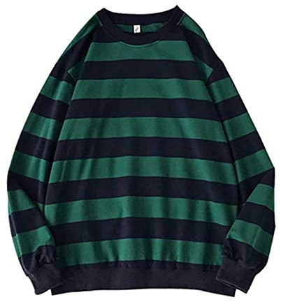 MODSGUE Herbst Winter Sweatshirts für Männer Runde Pullover-Töpfe Streifenbluse langärmelig Bauchfreier Pulli