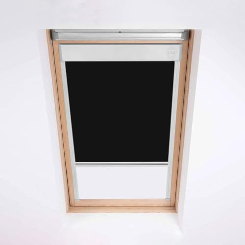 Skylight Blinds Optilight Dachfenster – Verdunkelungsrollo – silberner Aluminiumrahmen (schwarz, 78/140)
