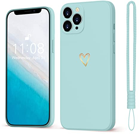 Mitetabo für iPhone 11 Pro Hülle Gold Liebesherz, Handyhülle iPhone 11 Pro Mädchen Case Weich Silikon Slim Stoßfest Kratzfeste Süßes Gold Love Schutzhülle für iPhone 11 Pro 5.8 Mint Grün