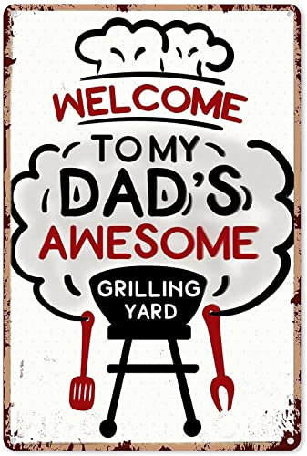 20 x 30 cm Blechschild Vintage Wandposter Dad's Awesome Grillen Wandposter Plaque für Zuhause, Küche, Bar, Pub, Club, Café, Dekoration, Bar, Pub, Club, Restaurant, Café, Zuhause, Wanddekoration