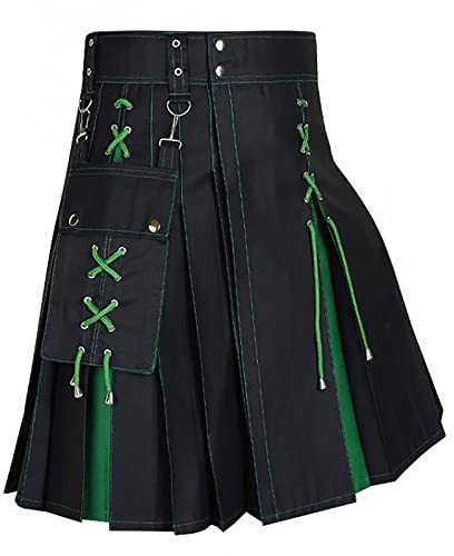 Kilt Herren schottisch Mittelalterliche Schottland Faltenröcke Spleiß Schottischer Kilt Karierter Rock Klassischer Kilt kurzer Schottenrock Steampunk Kleidung Faltenrock