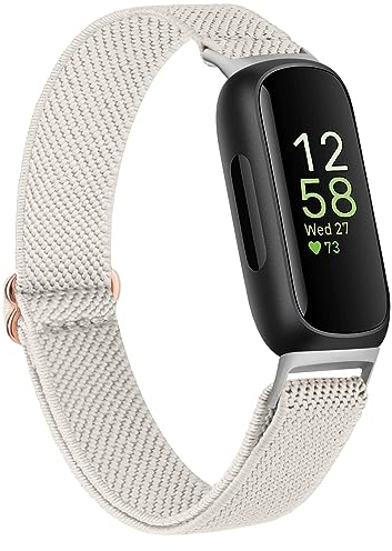 Elastic Nylon Straps Compatible with Fitbit Inspire 3 Strap for Women Men, Soft Adjustable Stretchy Sport Bands Replacement Wristband for Fitbit Inspire 3 Fitness Tracker (Starlight)