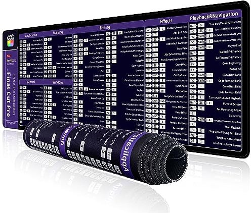 excovip Gaming Maus pad mit genähten Kanten 800 * 300 mm Gaming Mousepad XXL hochwertiges Mauspad groß schwarz aus Strukturiertem Stoff für Computer Final Cut Pro-Tastenkombinationen-0130