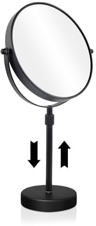 Nicesail Kosmetikspiegel Höhenverstellbar Schwarz Schminkspiegel Stehend 10x Rasierspiegel mit Vergrößerung,Durchmesser 20cm
