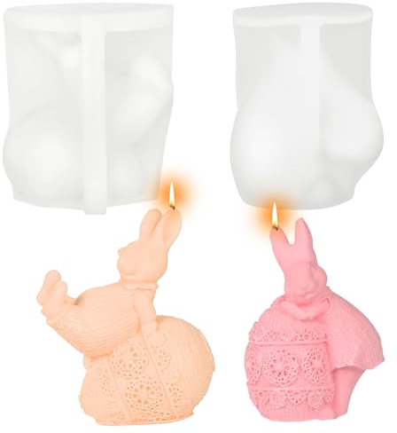 2 Stück Silikonformen Gießformen Ostern Silikonform Ostern Hase Frühling Gießform Silikon Giessformen Raysin Silikonform Osterhase Silikonform Oster Kerzen Hase Formen für Gips Gießen