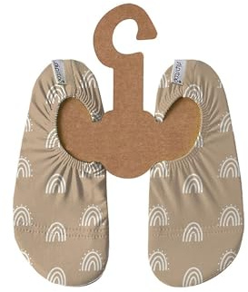 Slipstop Kinder Hausschuhe Badeschuhe CARAMEL Regenbogen beige