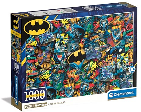 Clementoni Impossible Batman Puzzle – 1000 Pieces – Adult Jigsaw Puzzle, Poster Included, Difficult Jigsaw Puzzle, Fun for Adults, Made In Italy, 39906