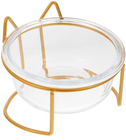 Toddmomy Elevated Glass Cat Bowl Tilted Design Raised Feeding Bowl for Cats Water and Food Comfort Neck Protection 5.12 Inch