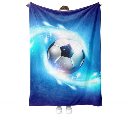 Fußball Kuscheldecke Flanell Decke Fußball-Muster Fleecedecke Flauschig Weich und Warme,3D Fußball Wohndecke Sofadecke Couchdecke Für Teens Erwachsene. (Style B, 150x200cm)
