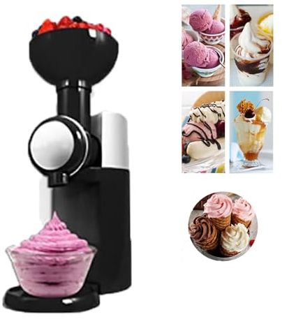 WhAeoy Macchina Per Gelato Alla Frutta Congelata, Facile Da Pulire + Coperchio A Chiusura Facile, Macchina Elettrica Completamente Automatica Per Gelato E Sorbetto Di Ghiaccio,A