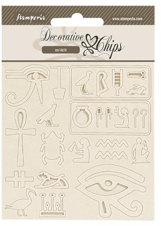 Stamperia - Decorative Chips for Scrapbooking, Albums, Card Making, Bullet Journalling and More, Laser Cut Cardboard Shapes, Easy to Glue, Perfect for Hobbies, Crafts, and Gifting (Fortune Egypt)