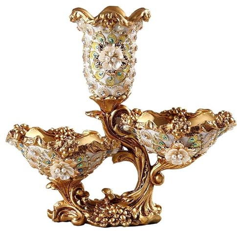Decorative Resin Flower Vases,Victorian Style Centerpiece Flower Vase,Hand Carved Large Serving Tray for Fruits Breads Snacks,European Pedestal Vases