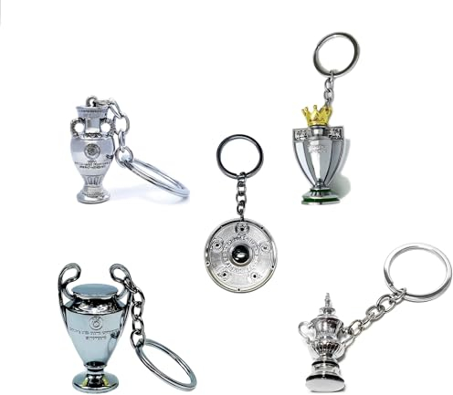 H&J&J Mini-Fußball-Europameisterschaftspokal-Souvenir-Ornament/Schlüsselanhänger, Metall-Fan-Sammlerstück, personalisierte Schreibtisch-Dekoration, 5-teiliges Set,Ornaments