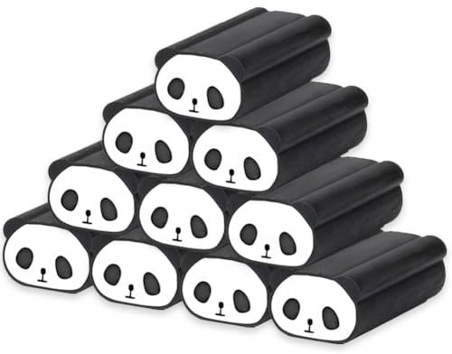 QRKPVHD Duftgummi, Panda Pantastic, 10er Set mit Kawaii Panda Radiergummis, Panda Pantastic, 5 x 2.6 x 1.7 cm, Duft Erdbeere, Gummi für weiches Radieren, sauber und präzise