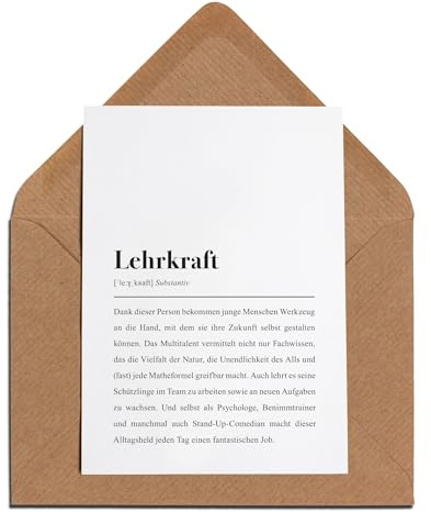 Karte für Lehrerinnen und Lehrer: Lehrkraft Definition - Grußkarte mit Umschlag