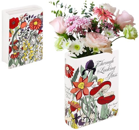 Lotvic Ceramic Book-Shaped Flower Vase, Decorative Aesthetic Book Planter, Cute Bookshelf Decor for Home, Living Room, Office