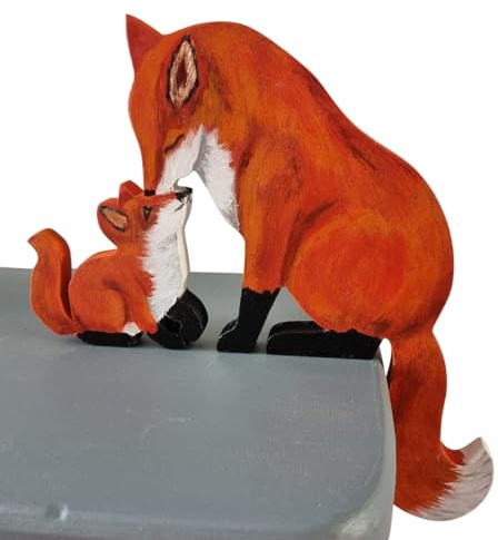 Fuchs Türdeko Türdeko Türecke Deko | Wandkunst Fuchs | Fuchs Tür Eckskulptur Figur Figur Mutter Kind Statue Bezaubernde Fuchs Statue Dekoschild