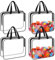 4 Pack Clear PVC Toy Storage Bags with Handles Moving Totes Waterproof Zippered Pouch Organizer Bag for Toys Puzzle Balls Game Pieces Stationery, 11.8x8.6 Inch