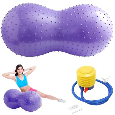 DAJASD Gymnastik Ball, 90x45CM Gymnastikball Sitzball mit Luftpumpe, Anti-Burst Peanut Massage Ball for Schwangerschaft, Fitness | Pregnancy Balls for Yoga, Gymnastik, Core Training - Lila