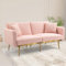 3-Sitzer-Sofa aus weichem Samt, umwandelbar in EIN 3-Fach verstellbares Schlafsofa, robuste Metallfüße, geeignet für mehrere Szenarien im Schlafzimmer oder kleinen Raum, bequem zum Sitzen (Rosa)