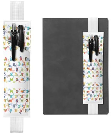 Stifthalter mit Tier-Alphabet-Druck, verstellbares Gummiband, PU-Leder, Stifteetui für Hardcover-Tagebücher, Notizbücher