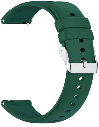 Foyscr Silicone Strap, Quick Buckle Waterproof Soft,Stainless Steel Buckle, Unisex Smartwatch Band, Sport Watch Strap(Green-20mm)