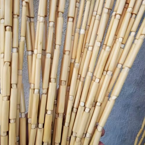 Perlenvorhang Holz, 50 Stränge Bambus Türvorhang, Holzperlenvorhang Tür, Holzperlen Fadenvorhang, Bamboo Beaded Curtain Sichtschutz für Schlafzimmer Wohnzimmer Türen Fenster (90x200cm)