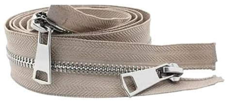 LKXHarleya Cerniera Lampo a Doppio cursore, 20 cm, in Metallo Aperta per Cappotti, Giacche, Borse, Cucito, Vestiti, Fai da Te, Beige-Argento