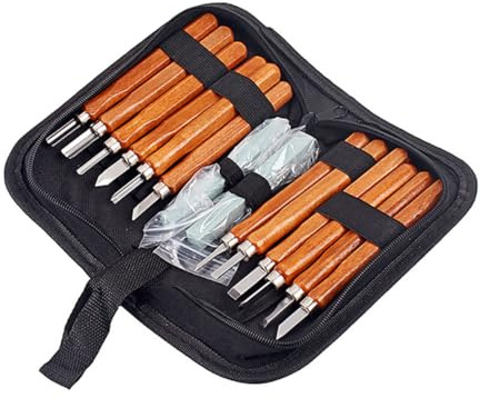 OFFIGAM Kit De Herramientas Para Tallar Madera Cuchillo De Tallado Mango Antideslizante Para Principiantes Adecuado Para Pino Nogal Americano Álamo