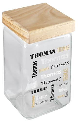 Herz & Heim® Personalisierbares Vorratsglas mit Bambusdeckel – 2 l Glasdose mit individuellem Aufdruck – Geschenk zu Hochzeit, Geburtstag, Einzug – luftdicht & dekorativ (Typografie)