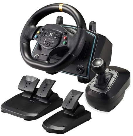 NBCP P808A Rennlenkrad mit Pedalen und 6+Gang Schalthebel, 1080° Hall-Effekt Lenkung, Vibrations-Feedback, Kompatibel mit PC/Laptop für Rennspiele wie WRC 7, Wreckfest 2, DIRT 5