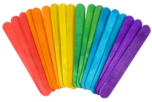 Bunte Holzstäbchen für Kinder, Schulanfang Deko Bastelbedarf Holz | Glatte Oberfläche, Splitterfrei und Geruchlos, 200 Stück Packung für Schulprojekte, Geburtstage, Kreative Selbstgemacht