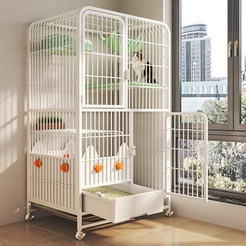 Katzengehege mit Katzentoilette, Rollen, Hängematte, Rampe, Anti-Splash Baffle - Laufstall für aktive Indoor-Katzen
