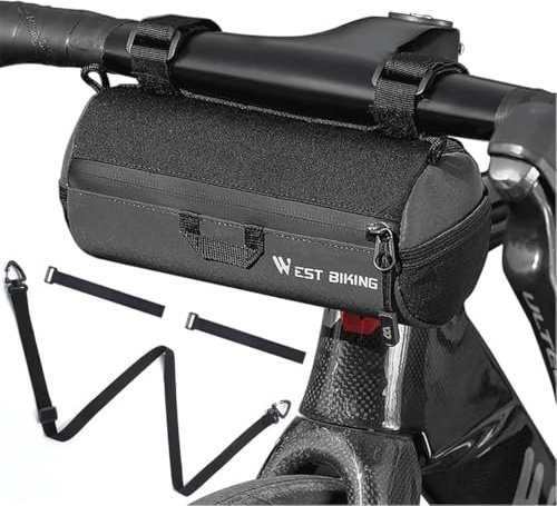 Lenkertasche Fahrrad, Fahrradtasche Lenker mit Schultergurten Multifunktional Fahrradlenkertasche, Lenkertaschen Vorne Klein Wasserdicht für Mountainbikes,Rennräder,Citybikes,Gravelbikes, Schwarz 1L