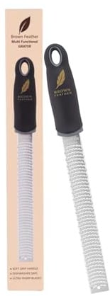 Brown Feather Lemon Zester & Garlic Grater - Kitchen Hand Zest & Cheese Graters, Micro Plane Food Parmesan Fine Handheld Ginger Planer, Microblade Good Grips Pro Citrus & Chocolate Coconut & Rotary