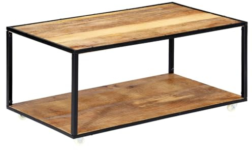 SDWEHBJ Couchtisch mit Rollen, Dekorativer Sofatisch mit Stauraum, Kaffeetisch für Schlafzimmer, Wohnzimmer und Heimbüros, 90x50x40 cm Massives Altholz