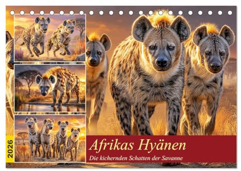 Afrikas Hyänen. Die kichernden Schatten der Savanne (Tischkalender 2026 DIN A5 quer), CALVENDO Monatskalender: Faszinierende Bilder zeigen die wahre ... ihrer natürlichen Umgebung (CALVENDO Tiere)