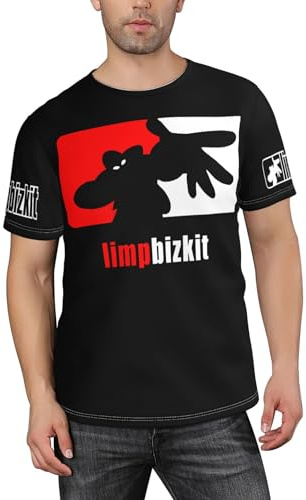 Männer Bizkit Rap Rock Band Limp T-Shirt Casual Kurzarm-Tee-Shirts Konzert-Merch Leichtes T-Shirt Black L