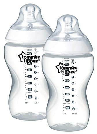 Tommee Tippee Closer to Nature Baby Bottles, Breast-Like Teat with Anti-Colic Valve, 340ml, Pack of 2, Clear