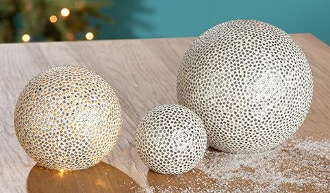 1 x Kugel Star Glas silber Ø 10 cm, Weihnachten, Christmas, Dekokugel