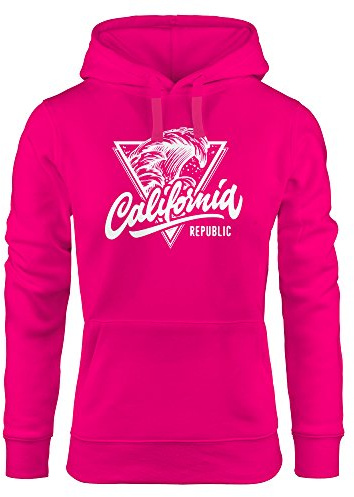 Neverless California Republic Kapuzen-Pullover Design Wave Surf Hoodie Damen