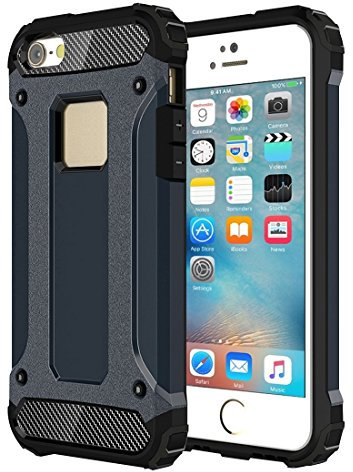 DN-TECHNOLOGY iPhone 5C Case, Tough Strong Hybrid Armor Shockproof Case Cover for Apple iPhone 5C TPU Hard Back Slim Back Armor Armour Case Cover [Compatible With iPhone 5C Protector] (NEVY BLUE)